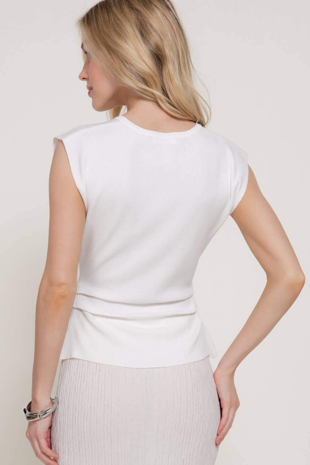 Ivory Form Pleated Top