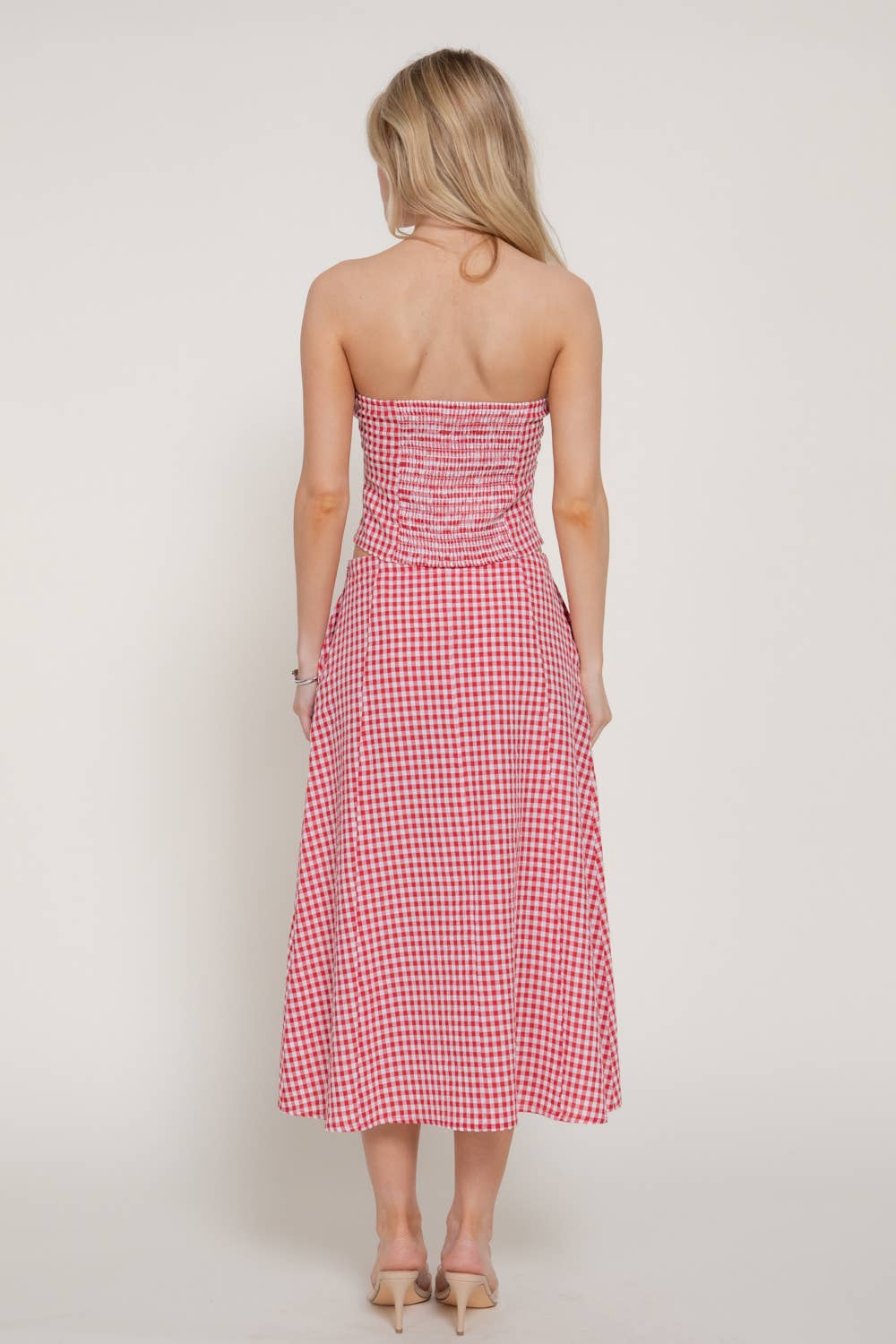 Seersucker Bandeau Top & Midi Skirt Set
